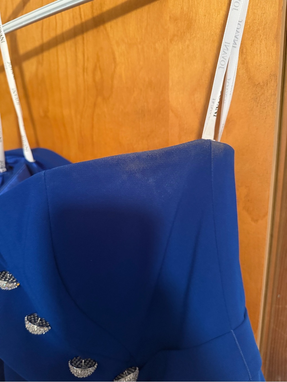 Jovani Royal Blue One-Shoulder Button Jumpsuit - Picture 6 of 9